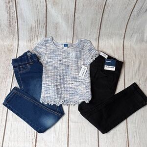 Girls’ Bundle of 2 Pairs of Jeans and Short Sleeve Top Size 6/7